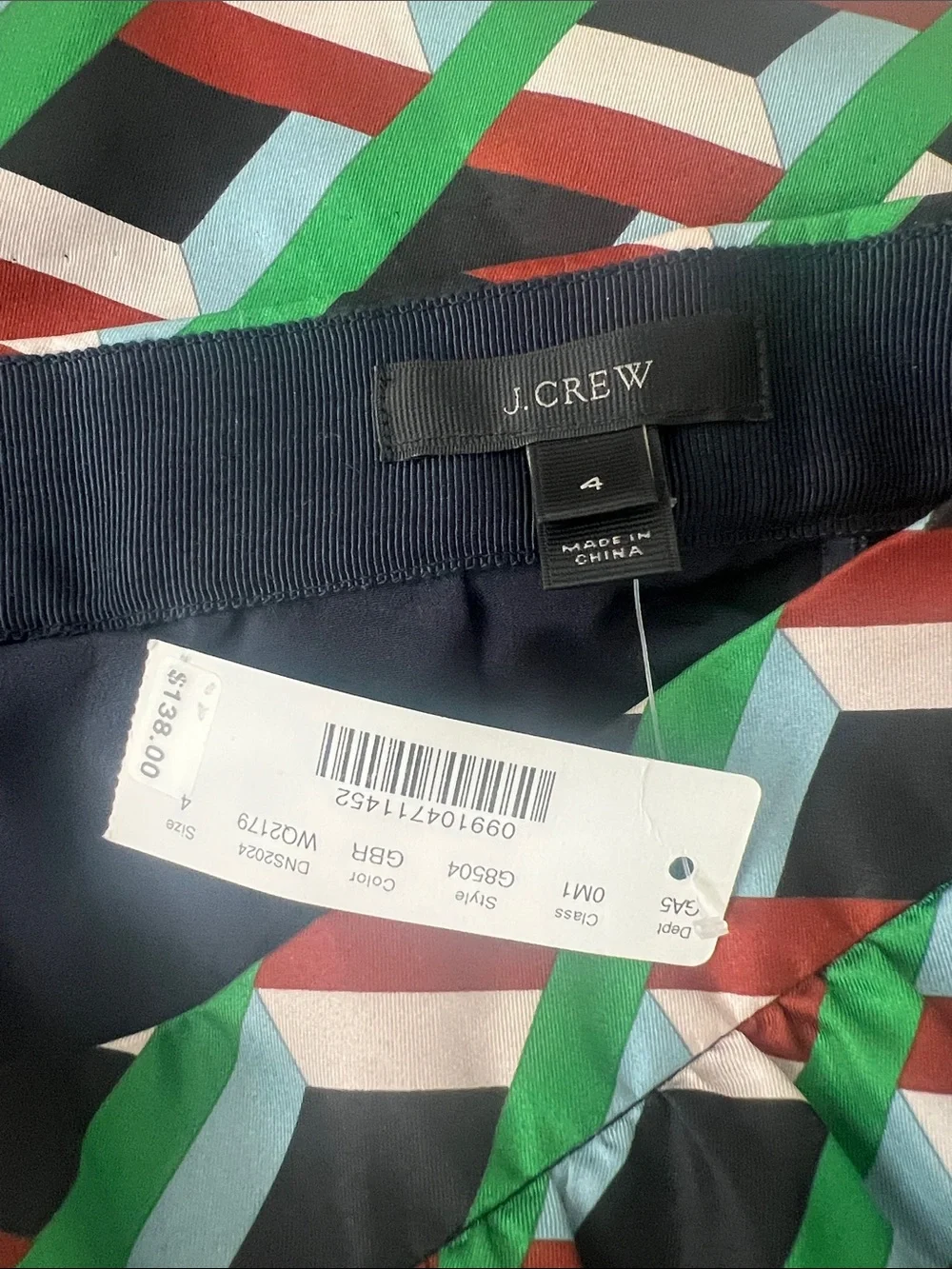 NWT J. CREW geometric print silk skirt size 4